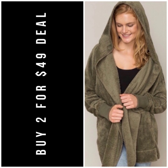 January Summer Sweaters - ❄️LAST3️⃣//OLIVE BLANKET CARDIGAN FLEECE HOODIE